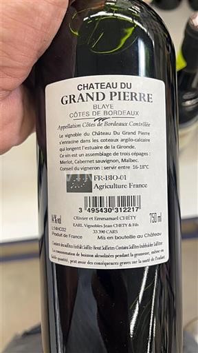 Bordeaux Blaye-côtes-de-bordeaux Château Grand Pierre Neročník