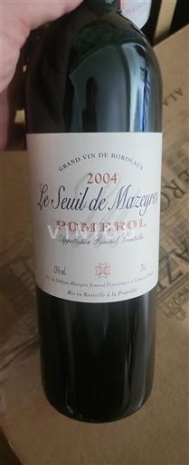 Bordeaux Pomerol Château Mazeyres Le Seuil de Mazeyres 2004