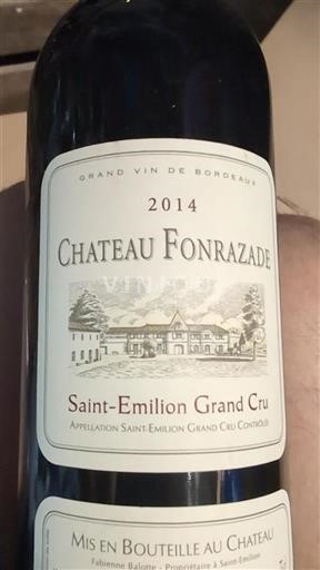 Bordeaux Saint-Émilion Grand Cru Grand Cru Château Fonrazade 2014