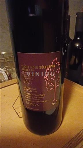 Vaud Côtes de l'Orbe AOC Domaine L'Orme Pinot Noir Sélection 2021