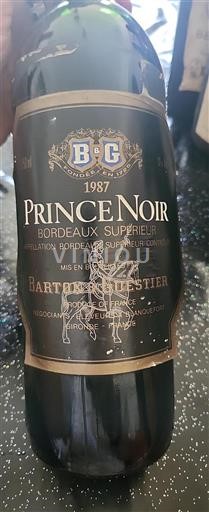 Bordeaux Bordeaux supérieur Barton & Guestier Prince Noir 1987
