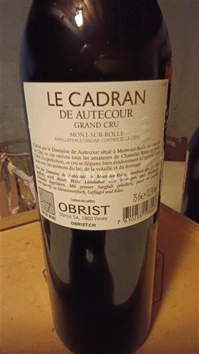 Vaud La Côte AOC Domaine L'Autecour Le Cadran 2022
