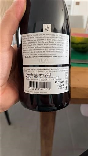 Loire Valley Fiefs Vendéens Domaine Mercier Grande Réserve 2016