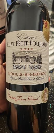 Bordeaux Moulis-en-Médoc Château Ruat Petit Poujeaux Réserve Jean Vianid 2016