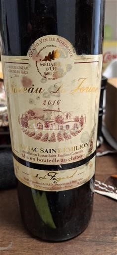 Bordeaux Lussac-saint-émilion Château La Jorine 2016