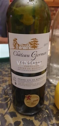 Bordeaux Castillon Côtes de Bordeaux Chateau German La Chataignière 2019