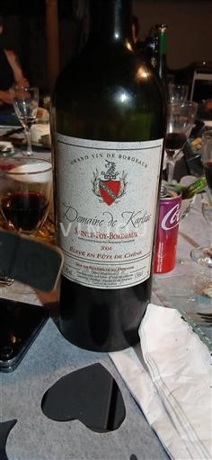 Vin Rouge sec Domaine Karlac 2004 France Bordeaux Sainte-Foy-Bordeaux
