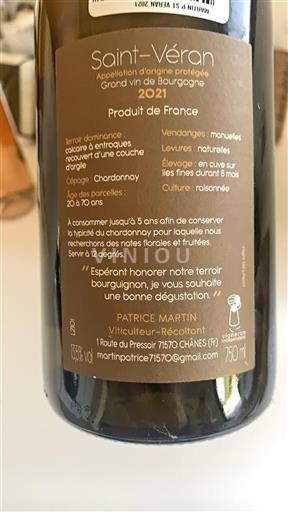 Bourgogne Saint-Véran Patrice Martin 2021