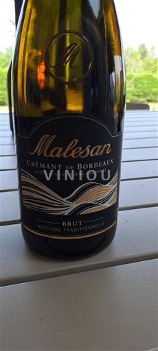 Vin Effervescent Blanc brut Malesan Non millésimé France Bordeaux Crémant-de-bordeaux