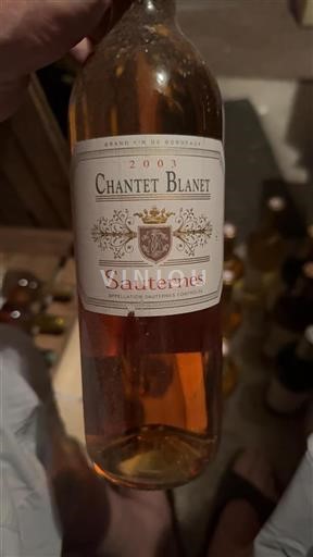 Bordeaux Sauternes Chantet Blanet 2003