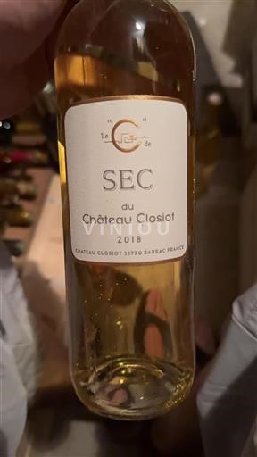 Bordeaux Barsac Château Closiot 2018