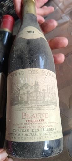Vin Rouge sec Château Des Herbeux 2004 France Bourgogne Beaune AOC Premier Cru