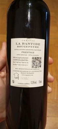 Linguadoca Cabardès La Bastide Rougepeyre Prestige 2020