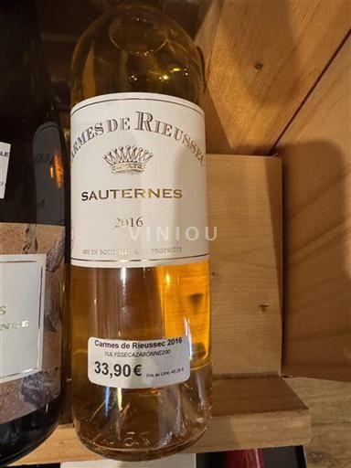 Bordeaux Sauternes Carmes de Rieussec 2016