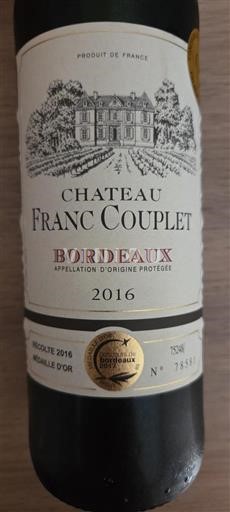 Bordeaux Château Franc Couplet 2016