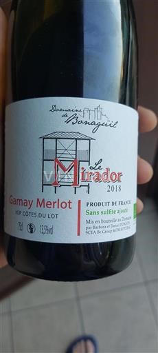 Sydvestfrankrig Côtes du Lot Domaine Bonaguil Le Mirador 2018