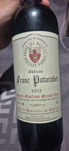 Bordéus Saint-Émilion Grand Cru Grand Cru Château Franc Patarabet Les Menuts Vieilles Vignes 2012