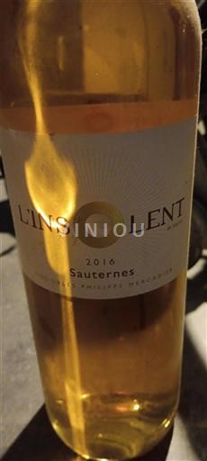 Burdeos Sauternes Vignobles Philippe Mercadier L'Insolent 2016
