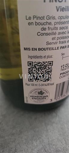 Alsacia Pinot gris Grand Cru Vieilles Vignes 2022