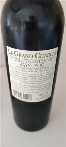 Vin Rouge sec Merlot-Cabernet Le Grand Charles 2016 France Languedoc et Roussillon Pays d'oc