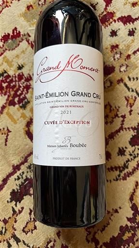 Bordeaux Saint-Émilion Grand Cru Maison Johanès Boubée Cuvé d’Exception 2021