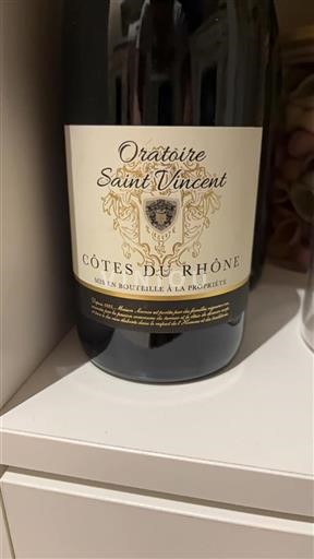 Vin Rouge sec Oratoire Saint Vincent 2022 France Vallée du Rhône Côtes-du-rhône AOC