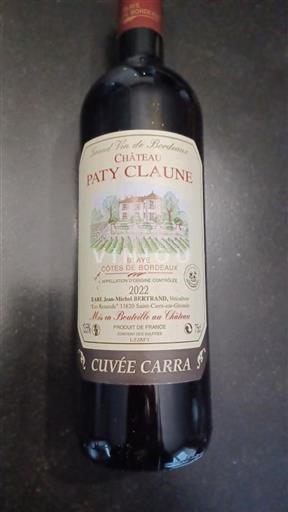 Bordeaux Blaye-côtes-de-bordeaux Château Paty Claune Carra 2022