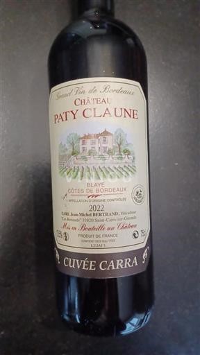 Bordeaux Blaye-côtes-de-bordeaux Château Paty Claune Carra 2022