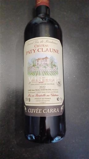 Bordeaux Blaye-Côtes-de-Bordeaux Château Paty Claune Carra 2022