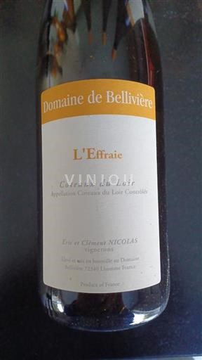 Vin Blanc sec L'Effraie Domaine Bellivière 2020 France Vallée de la Loire Coteaux-du-loir