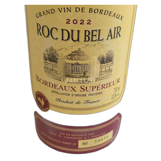 Vin Rouge sec Roc du Bel Air 2022 France Bordeaux Bordeaux supérieur