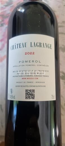 Bordeaux Pomerol Château Lagrange 2022