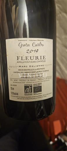 Beaujolais Fleurie Marc Delienne Greta Carbo 2019