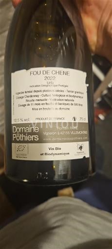 Alps and Rhone Valley Urfé Domaine Des Pothiers Fou de Chêne 2022