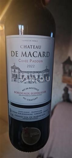 Bordeaux Bordeaux Supérieur Château Macard Padouin 2022