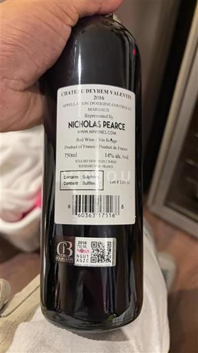 Bordeaux Margaux Cru Bourgeois Deyrem Valentin 2016