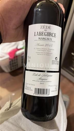 Bordéus Margaux Château Labégorce Zédé de Labégorce 2015