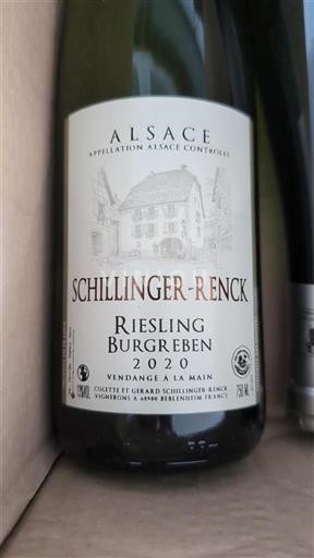 Vin Blanc sec Riesling Burgreben Schillinger-Renck 2020 France Alsace Grand Cru