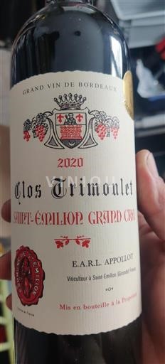 Bordeaux Saint-Émilion Grand Cru Clos Trimoulet 2020