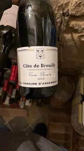 Beaujolais Côte-de-brouilly Domaine Argenson Première 2018