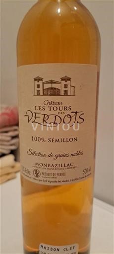 Jihozápad Monbazillac Château Les Tours des Verdots Sélection de grains nobles 2020