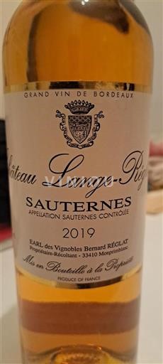 Bordeaux Sauternes Château Lange-Réglat 2019