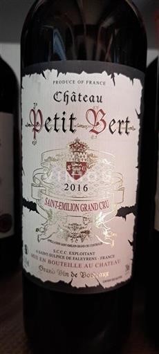 Burdeos Saint-Émilion Gran Cru Grand Cru Château Petit Bert 2016