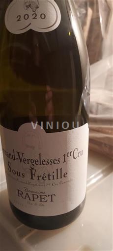 Burgundsko Nespecifikováno Premier Cru Domaine Rapet Sous Frétilles 2020