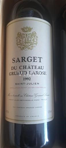 Bordeaux Saint-Julien Château Gruaud-Larose Sarget 1992
