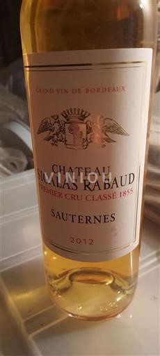 Bordeaux Sauternes Premier Cru Château Sigalas Rabaud 2012
