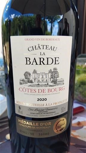 Bordeaux Côtes-de-bourg Château La Barde 2020