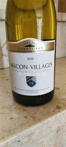 Vin Blanc sec Club des Sommeliers S.C.V. Lugny L'Aurore 2020 France Bourgogne Mâcon et mâcon-villages