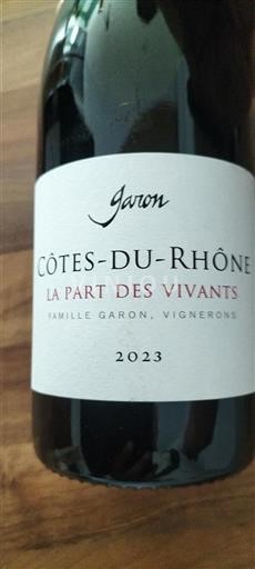 Valle del Ródano Côtes del Ródano Garon La Part des Vivants 2023