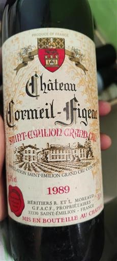 Burdeos Saint-Émilion Gran Cru Grand Cru Château Cormeil-Figeac 1989